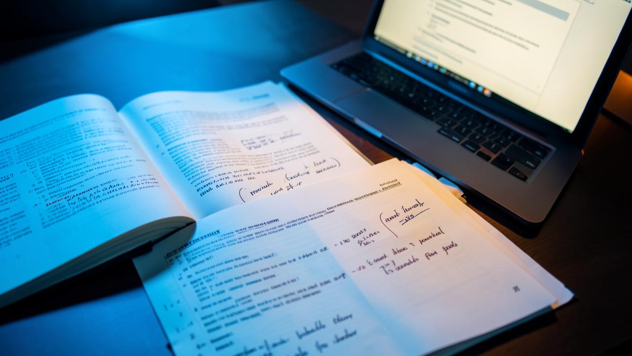 Estudiante consultando fuentes académicas y artículos científicos para su marco teórico